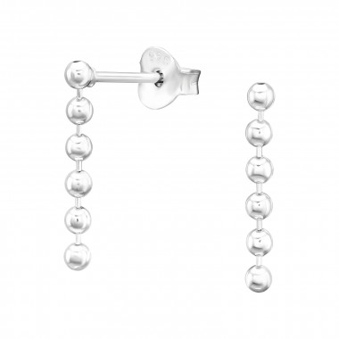 Ball Chain - 925 Sterling Silver Simple Stud Earrings SD45348