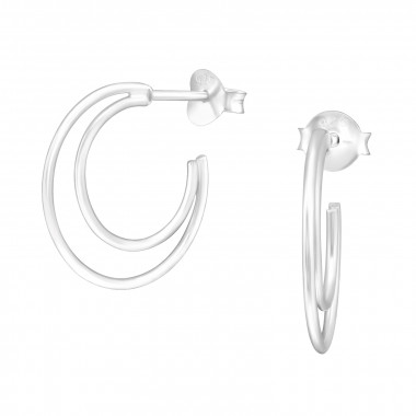 Half Hoop - 925 Sterling Silver Simple Stud Earrings SD45788