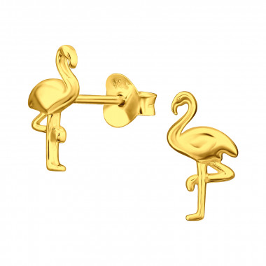 Flamingo - 925 Sterling Silver Simple Stud Earrings SD45832