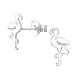 Laser Cut Flamingo - 925 Sterling Silver Simple Stud Earrings SD45860