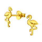 Laser Cut Flamingo - 925 Sterling Silver Simple Stud Earrings SD45861