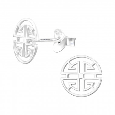 Geometric - 925 Sterling Silver Simple Stud Earrings SD45963