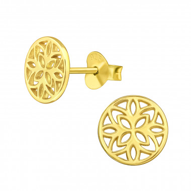 Flower - 925 Sterling Silver Simple Stud Earrings SD46091