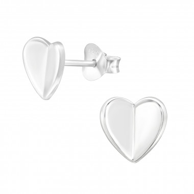 Folded Heart - 925 Sterling Silver Simple Stud Earrings SD46187