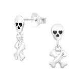 Skull And Crossbones - 925 Sterling Silver Simple Stud Earrings SD46887