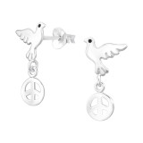 Peace Dove - 925 Sterling Silver Simple Stud Earrings SD46888