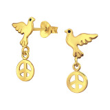 Peace Dove - 925 Sterling Silver Simple Stud Earrings SD46889