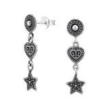 Dangling - 925 Sterling Silver Simple Stud Earrings SD46898