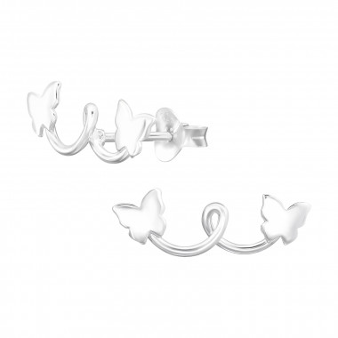 Butterfly - 925 Sterling Silver Simple Stud Earrings SD46905