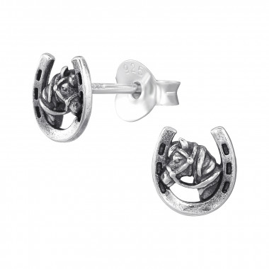 Horseshoe - 925 Sterling Silver Simple Stud Earrings SD46917