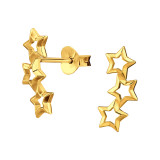 Triple Star - 925 Sterling Silver Simple Stud Earrings SD46929