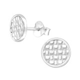 Textured Disc - 925 Sterling Silver Simple Stud Earrings SD47101