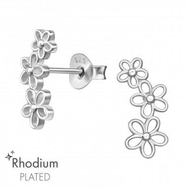 Flower - 925 Sterling Silver Simple Stud Earrings SD47412