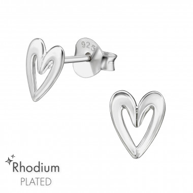 Heart - 925 Sterling Silver Simple Stud Earrings SD47417