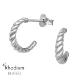 Half Hoop - 925 Sterling Silver Simple Stud Earrings SD47421