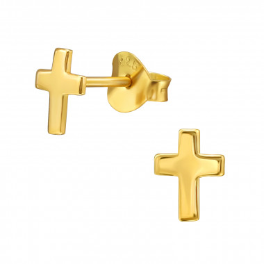 Cross - 925 Sterling Silver Simple Stud Earrings SD47426