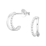 Half Hoop - 925 Sterling Silver Simple Stud Earrings SD47540
