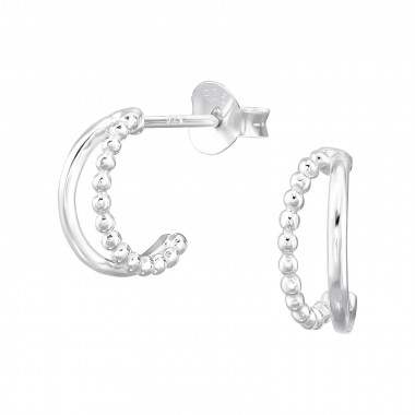 Half Hoop - 925 Sterling Silver Simple Stud Earrings SD47540