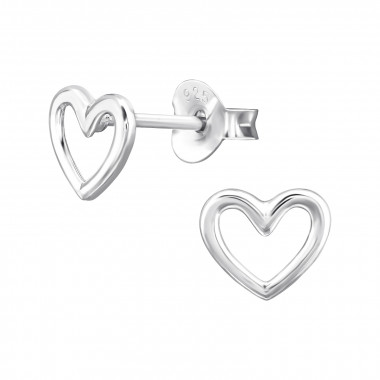 Heart - 925 Sterling Silver Simple Stud Earrings SD47542