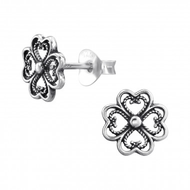 Clover - 925 Sterling Silver Simple Stud Earrings SD47657