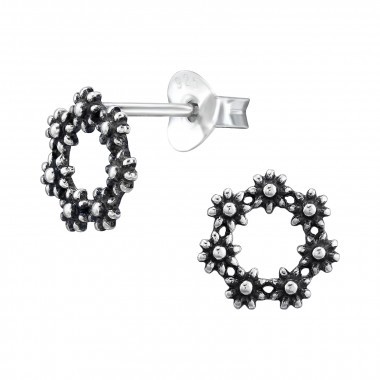 Wreath - 925 Sterling Silver Simple Stud Earrings SD47658