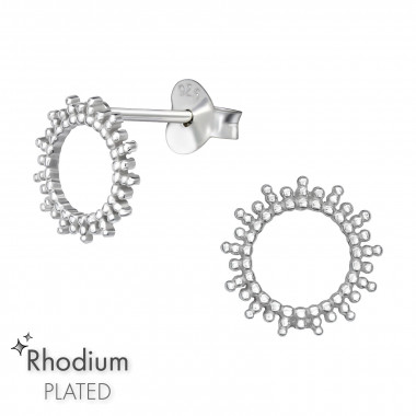 Sun - 925 Sterling Silver Simple Stud Earrings SD48495