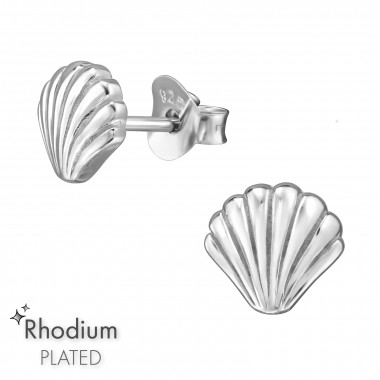 Shell - 925 Sterling Silver Simple Stud Earrings SD48497