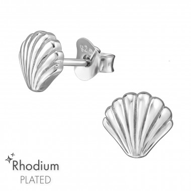 Shell - 925 Sterling Silver Simple Stud Earrings SD48497