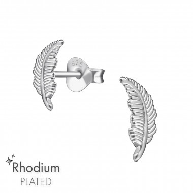 Feather - 925 Sterling Silver Simple Stud Earrings SD48500