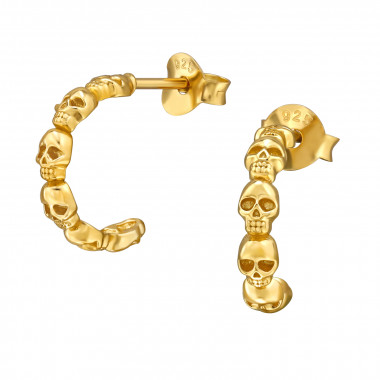 Skull - 925 Sterling Silver Simple Stud Earrings SD49034