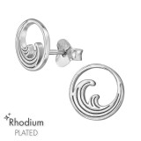 8mm Wave - 925 Sterling Silver Simple Stud Earrings SD49041