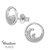8mm Wave - 925 Sterling Silver Simple Stud Earrings SD49041