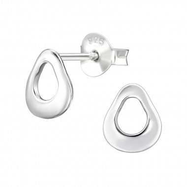 Cut Open Oval - 925 Sterling Silver Simple Stud Earrings SD49688