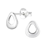 Cut Open Oval - 925 Sterling Silver Simple Stud Earrings SD49688