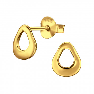 Cut Open Oval - 925 Sterling Silver Simple Stud Earrings SD49689