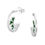 Half Hoop Ginkgo - 925 Sterling Silver Simple Stud Earrings SD49694