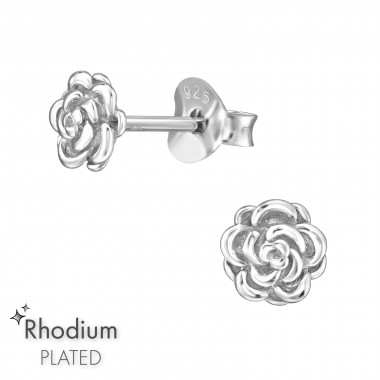Rose - 925 Sterling Silver Simple Stud Earrings SD49717