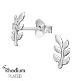 Laser Cut Leaf - 925 Sterling Silver Simple Stud Earrings SD49718