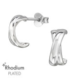 Half Hoop - 925 Sterling Silver Simple Stud Earrings SD49721
