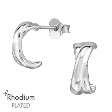 Half Hoop - 925 Sterling Silver Simple Stud Earrings SD49721