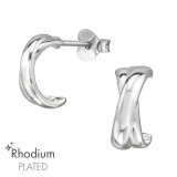 Half Hoop - 925 Sterling Silver Simple Stud Earrings SD49721