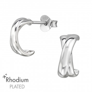 Half Hoop - 925 Sterling Silver Simple Stud Earrings SD49721
