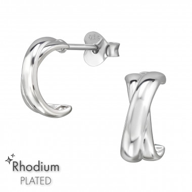 Half Hoop - 925 Sterling Silver Simple Stud Earrings SD49721