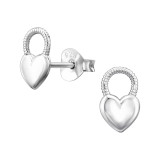 9mm Heart Lock - 925 Sterling Silver Simple Stud Earrings SD49819