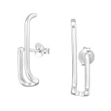 Curved Bar - 925 Sterling Silver Simple Stud Earrings SD49909