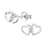 Holding Hearts - 925 Sterling Silver Simple Stud Earrings SD50270