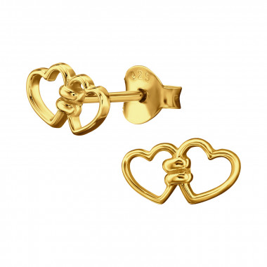 Holding Hearts Gold Plated - 925 Sterling Silver Simple Stud Earrings SD50271