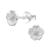 Hibiscus Flower - 925 Sterling Silver Simple Stud Earrings SD50297 Hibiscus Flower - 925 Sterling Silver Simple Stud Earrings SD50297