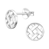 Mesh Pattern Circle - 925 Sterling Silver Simple Stud Earrings SD50300 Mesh Pattern Circle - 925 Sterling Silver Simple Stud Earrings SD50300