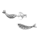 Fish With Patterns - 925 Sterling Silver Simple Stud Earrings SD50301 Fish With Patterns - 925 Sterling Silver Simple Stud Earrings SD50301